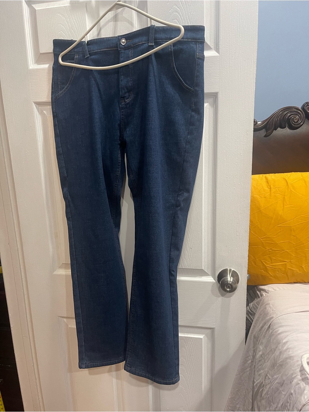 Men's Dark Wash Straight Leg Jeans Winter Thermal Fleece Lined Size 36